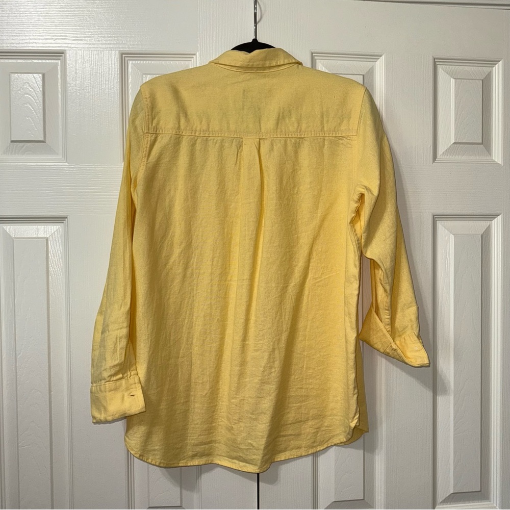 Gap Yellow Solid Linen Blend Button Down Collar L… - image 4